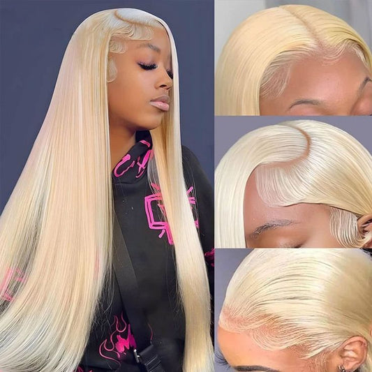 Blonde 613 HD 13x6 Lace Frontal Wig Pre Plucked Lace Front Human Brazilian Bone Straight Human Hair Wig